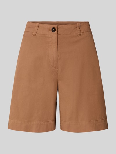 Produktfoto, Regular Fit Chinoshorts aus Baumwoll-Mix von Marc O'Polo in Unifarbe, sichtbare Gürtelschlaufen, Knopfverschluss, glatte Oberfläche