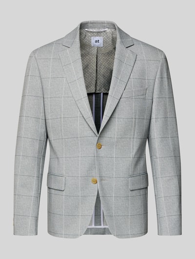 Produktfoto, Slim Fit 2-Knopf-Sakko mit Pattentaschen von ATELIER TORINO, grau kariert, Reverskragen, Material-Mix mit Baumwoll-Anteil