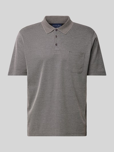 Christian Berg Men Regular fit poloshirt met borstzak Taupe - 2