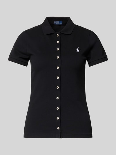 Produktfoto, Koszulka polo z listwą guzikową od Polo Ralph Lauren z mieszanki bawełny i elastanu, krój slim fit, czarna