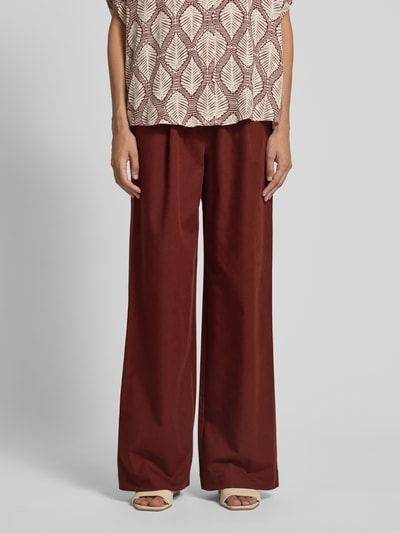 Jake*s Collection Straight leg stoffen broek met elastische band Bordeaux - 4