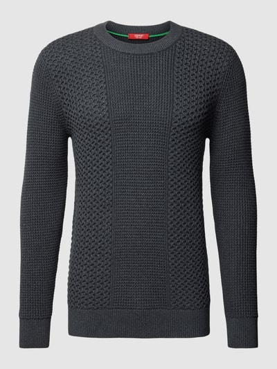 Esprit Collection Sweter z dzianiny z prążkowanymi wykończeniami Antracytowy 2