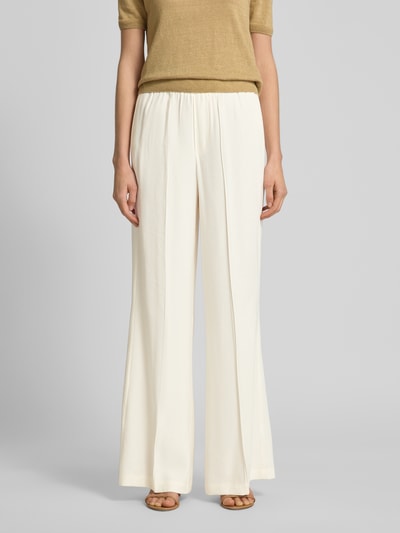 Oui Wide Leg Stoffhose mit fixierten Bügelfalten Offwhite 4