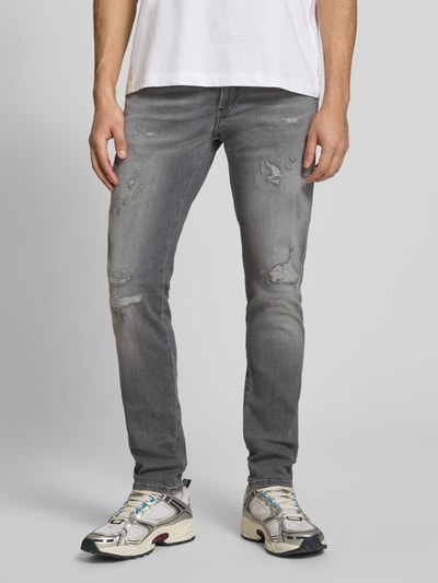 Replay Slim Fit Jeans im Destroyed-Look Modell 'Anbass' Mittelgrau 4