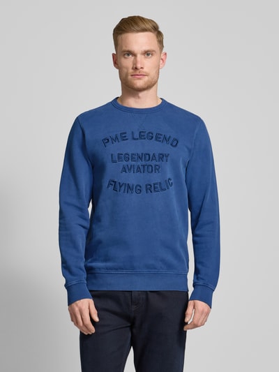 PME Legend Sweatshirt mit gerippten Abschlüssen Jeansblau 4