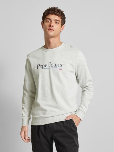 Pepe Jeans Sweatshirt mit Label-Print Modell 'SEAN' Hellgrau 4