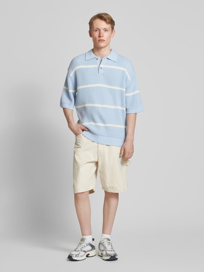 BLKVIS Relaxed fit poloshirt met structuurmotief Lichtblauw - 1