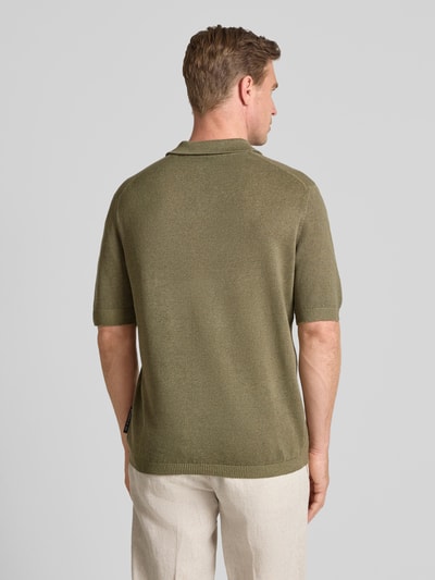 Marc O'Polo Regular Fit Poloshirt aus Leinen-Baumwoll-Mix Oliv 5
