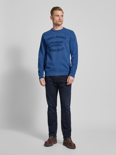 PME Legend Sweatshirt mit gerippten Abschlüssen Jeansblau 1