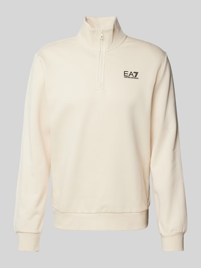 EA7 Emporio Armani Sweatshirt mit Troyer-Kragen Offwhite 2