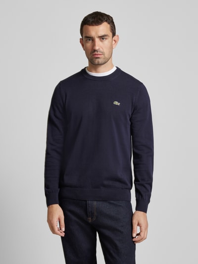 Lacoste Gebreide pullover met logopatch Marineblauw - 4