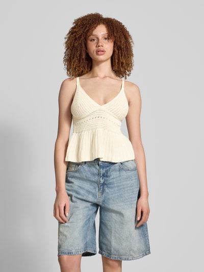 Review Trägertop mit ausgestellter Rockpartie Offwhite 4