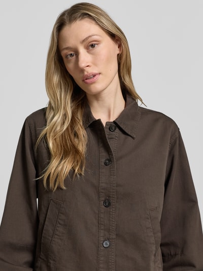 Marc O'Polo Oversized Hemdjacke aus Baumwoll-Lyocell-Leinen-Mix Mittelbraun 3