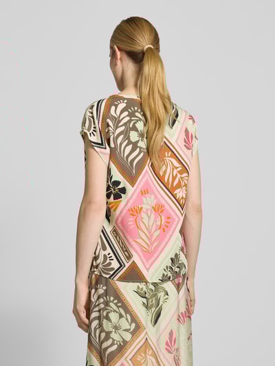 comma Regular Fit Blusenshirt mit V-Ausschnitt Pink 5