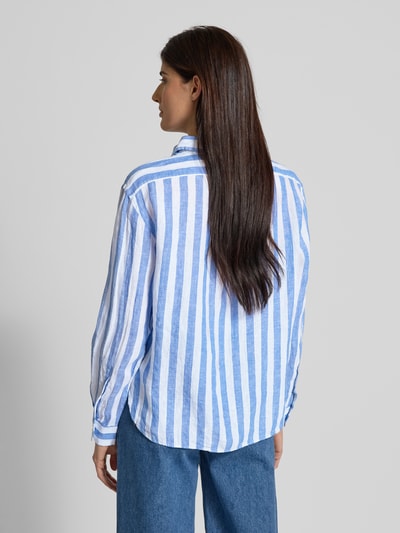 Polo Ralph Lauren Korte boxy fit linnen overhemdblouse met logostitching Blauw - 5