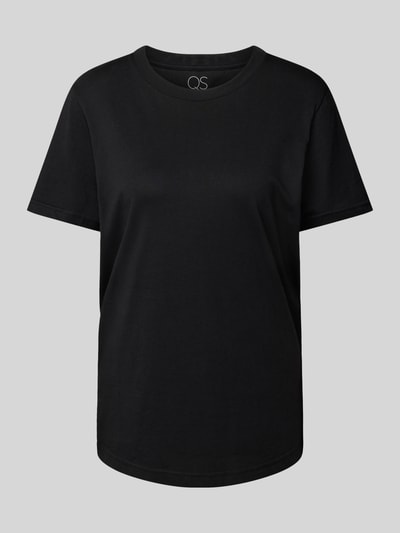 QS T-Shirt mit geripptem Rundhalsausschnitt Black 1