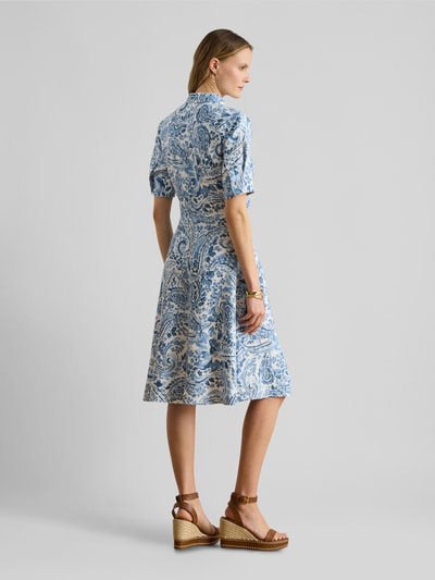 Lauren Ralph Lauren Leinenkleid aus reinem Leinen mit Bindegürtel Blau Melange 5