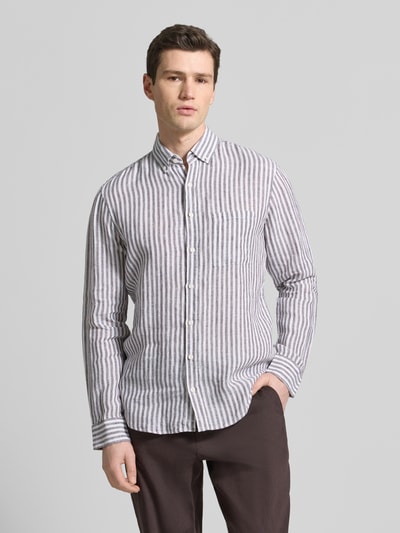 Brax Modern Fit Freizeithemd aus reinen Leinen Modell 'Daniel' Schoko 4