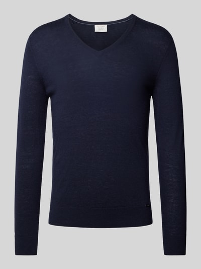 OLYMP Level Five Slim Fit Strickpullover mit gerippten Abschlüssen Marine 2