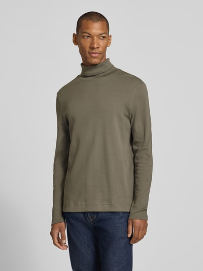 Christian Berg Men Regular Fit Longsleeve aus reiner Baumwolle mit Rollkragen Metallic Gruen 4