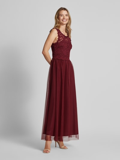 Vila Maxi-jurk met kant, model 'LYNNEA' Bordeaux - 1