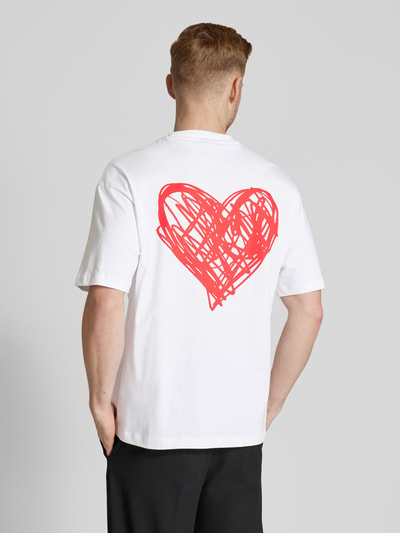 HUGO T-Shirt mit Label-Print Modell 'Dewdam' Weiss 5