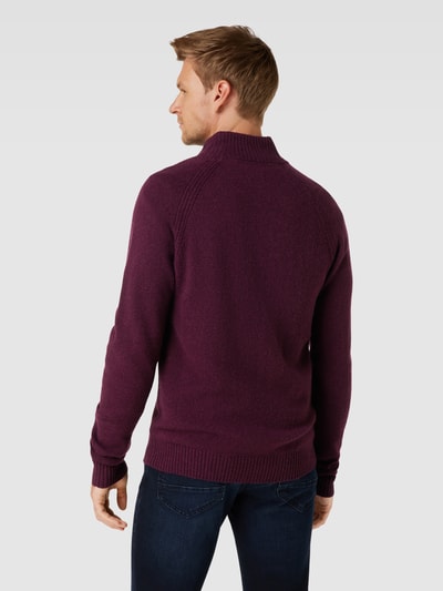 MCNEAL Strickjacke mit Label-Stitching Aubergine meliert 5