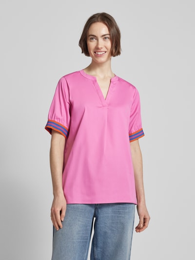 Milano Italy Bluse mit Tunkiakragen Pink 4