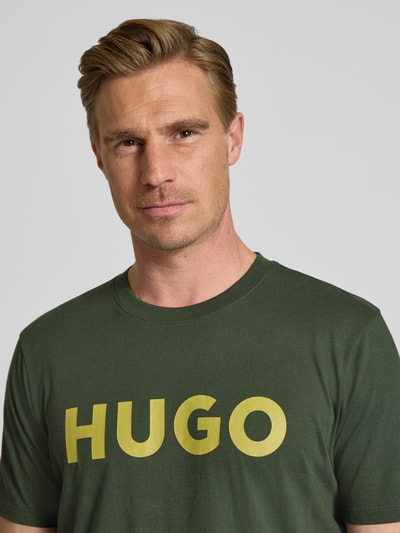 HUGO T-Shirt mit Label-Print Modell 'DULIVIO' Dunkelgruen 3