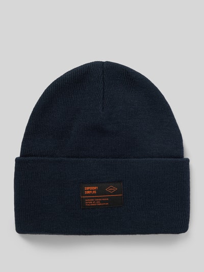 Superdry Beanie met labelpatch, model 'WORKWEAR' Marineblauw - 1