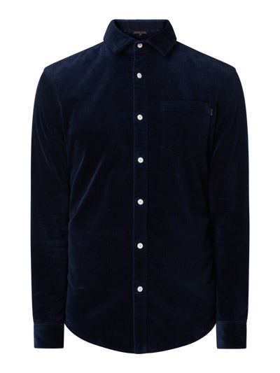 REVIEW Regular fit ribcordoverhemd met stretch  Donkerblauw - 2