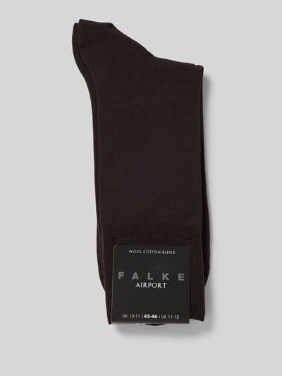 Produktfoto, Socken mit geripptem Abschluss von Falke, dunkle Farbe, Schurwoll-Baumwoll-Mix mit Stretch-Anteil, körpernaher Schnitt