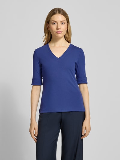 Lauren Ralph Lauren T-Shirt mit V-Ausschnitt Modell 'JUDY' Jeansblau 4