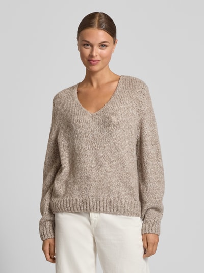 Oui Regular Fit Pullover mit Woll- und Mohair-Anteil Taupe 4