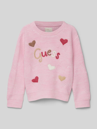 Guess Gebreide pullover met labelstitching Lichtroze - 1