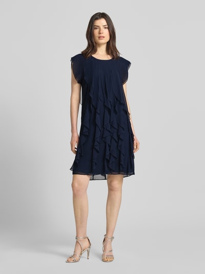 Vera Mont Sukienka mini w kroju relaxed fit z obszyciem falbanami na całej powierzchni Ciemnoniebieski 1