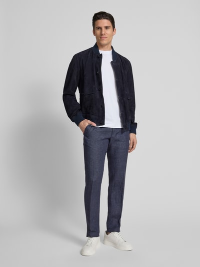 JOOP! Collection Slim fit linnen broek met elastische band, model 'Sake' Marineblauw - 1