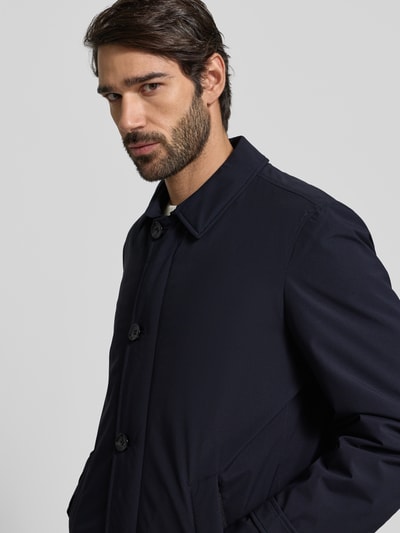 bugatti Lange jas met kentkraag Marineblauw - 3