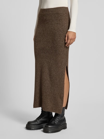 Pieces Smalle midirok met elastische band, model 'TULLE' Donkerbruin - 4