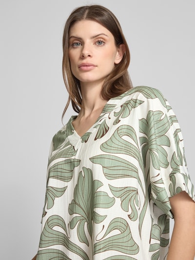 ZABAIONE Blusenshirt mit V-Ausschnitt Khaki 3