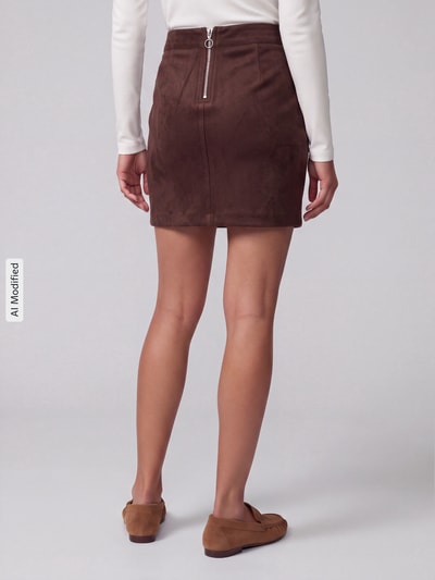 VERO MODA Uitlopende mini-rok van puur katoen model 'DONNADINA' Chocoladebruin - 5