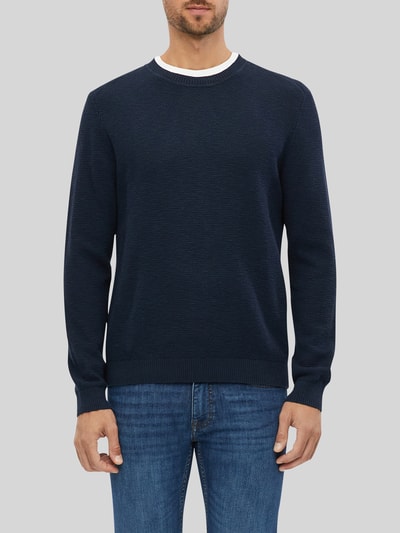 s.Oliver RED LABEL Pullover met structuurbrei-look van pure katoen Marineblauw - 3