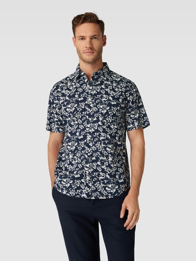 Gant Regular fit vrijetijdsoverhemd van linnenmix met kentkraag Marineblauw - 4