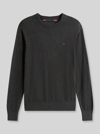 Tommy Hilfiger Sweter o kroju regular fit z mieszanki bawełny i kaszmiru Antracytowy melanż 2