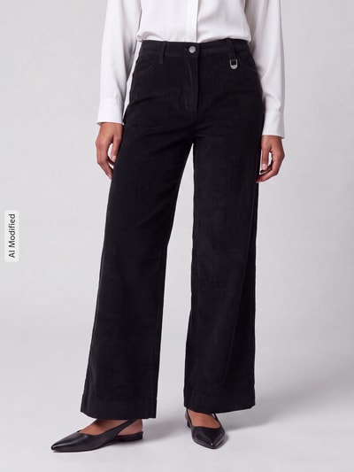 MAC Wide Leg Cordhose mit Gürtelschlaufen Modell 'Palazzo' Black 4
