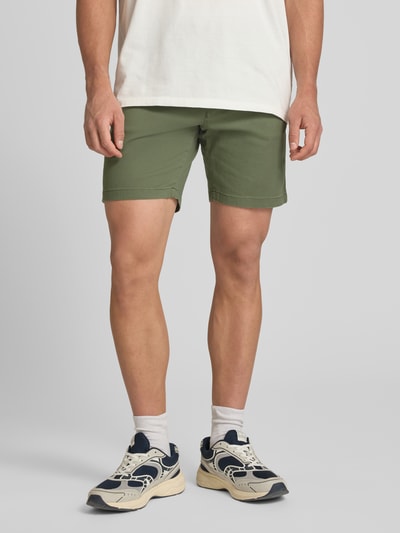 JACK & JONES Straight Fit Shorts mit abnehmbarem Gürtel Modell 'Adam' Oliv 4