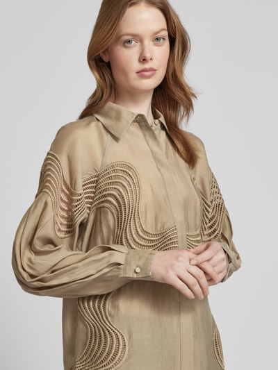 Copenhagen Muse Regular Fit Bluse mit Strukturmuster Modell 'MOLLY' Taupe 3