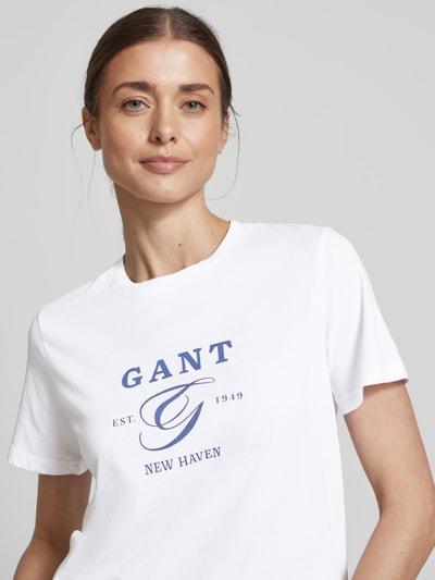 Gant T-Shirt mit Label-Print Weiss 3