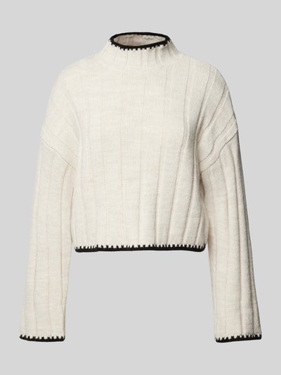 Only Gebreide pullover met geribde opstaande kraag, model 'CHICK' Offwhite - 2