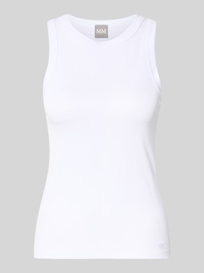 Produktfoto, Tanktop in Ripp-Optik mit Rundhalsausschnitt von MM by Max Mara, biały, mieszanka modalu, krój slim fit, długość tyłu w rozmiarze S 56 cm